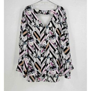 Jennifer Lopez Multicolor Chevron Blouse